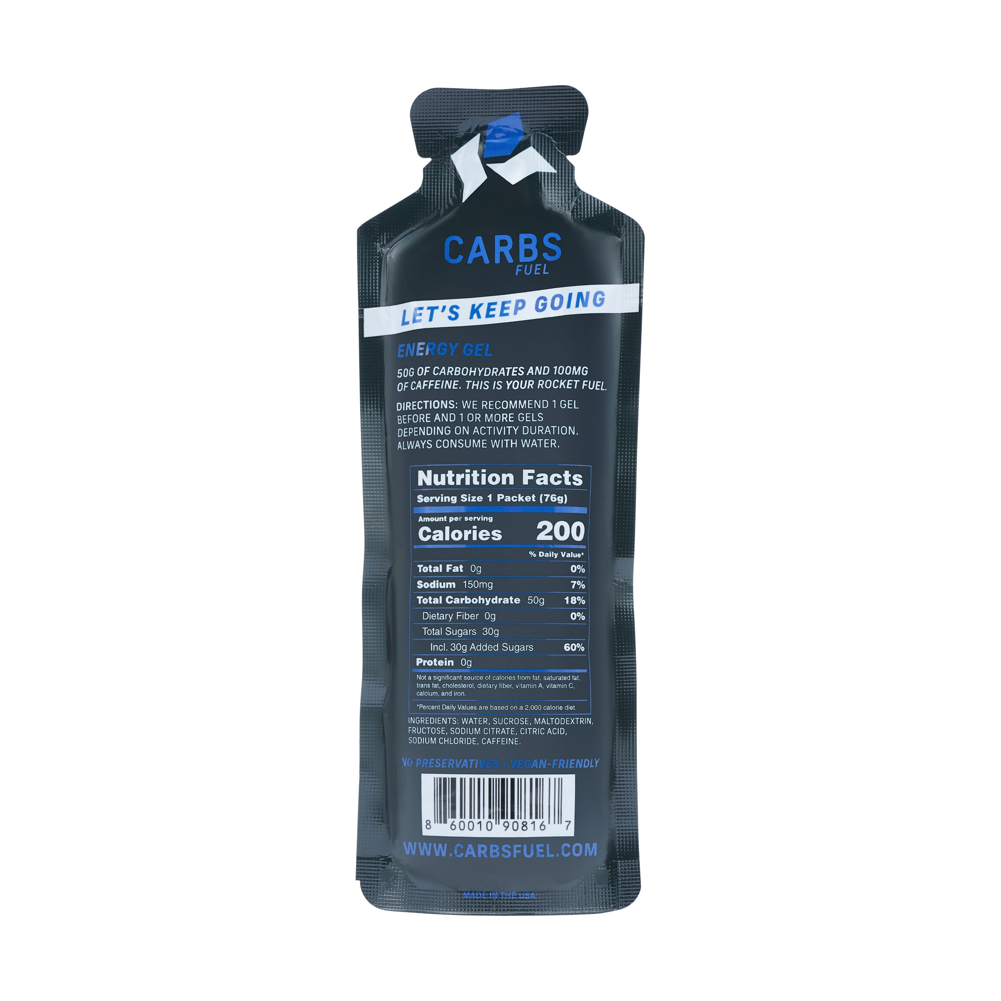 Carbs Fuel Caffeinated Original 50g Energy Gel