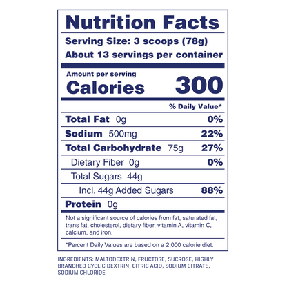 Nutrition Facts 1000g Resealable Bag